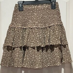 🤎 Y2K By Together Womens Sz Small Brown White Floral Ruffle Tiered Mini Skirt